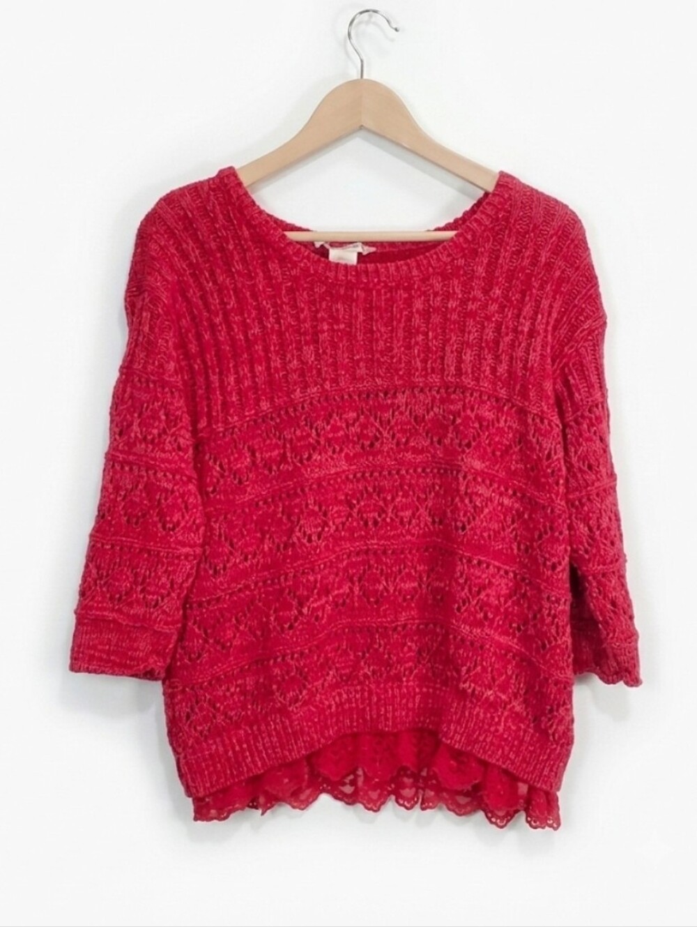 American Rag lace bottom sweater